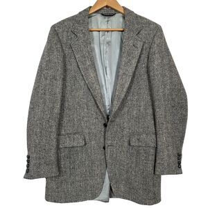 Harris Tweed Mens Size Size 40L Sport Coat Blazer Handwoven Scottish Wool